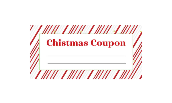 Minimalist Christmas Coupon with Striped Border