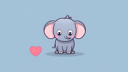 Cute small elephant illustration. Generative AI
