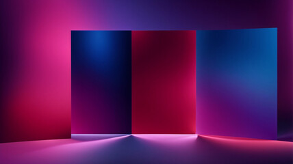 A collection of abstract backgrounds featuring vibrant gradients in deep red and blue hues, designed for fashion flyers and brochure layouts. This set encompasses soft and bright gradient variations