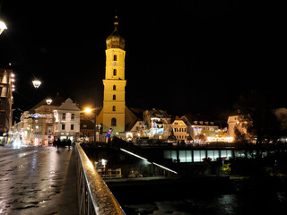 Obraz premium Historical Centre buildings Graz Austria in winter season at night in christmas