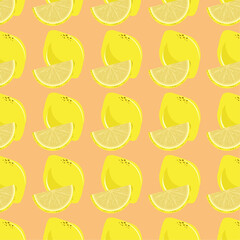 Yellow lemon pieces texture and pattern design, lemons pieces cut on isolated background