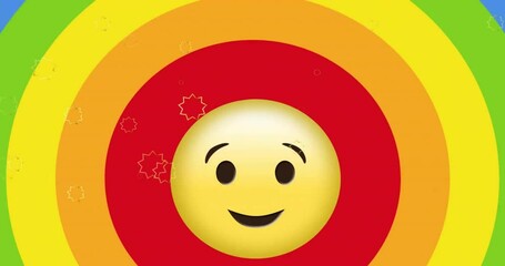 Animation wink emoji with speech bubble moving over rainbow color background - Powered by Adobe