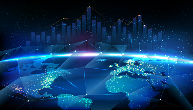 world economy financial trade concept. Stock market and exchange. Candle stick graph chart. vector illustration	
