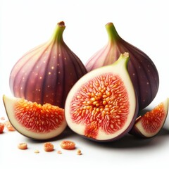 fresh figs on plate isolated white
