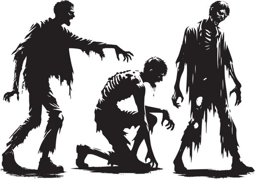 Zombie poses silhouettes side views
