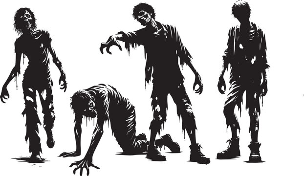 Zombie poses silhouettes