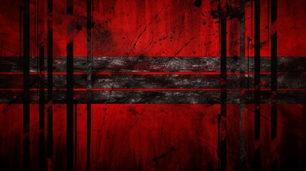 a dark red grunge stripes abstract banner design that harmoniously marries industrial aesthetics with geometric patterns, resulting in an evocative visual masterpiece.