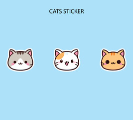 cute cat stickers with white borders