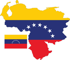 Venezuela Map and Flag Vector