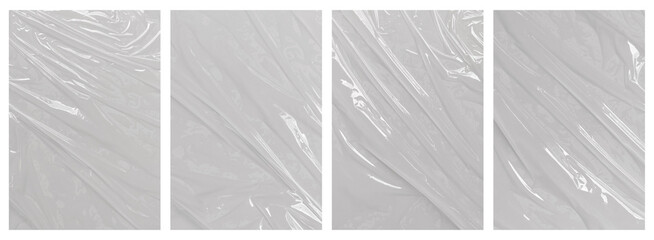 Collection transparant wrinkled plastic for background.