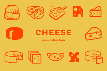 set of vector icons with cheese for web