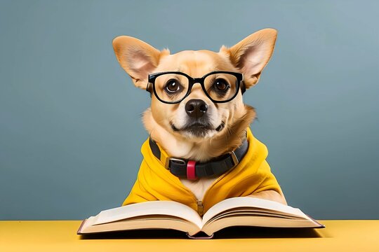 dog reading book