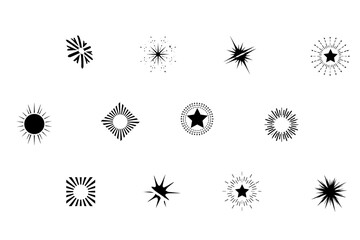 Starburst flower vector set. Sale sticker, price tag, starburst, quality mark, sunburst badges, retro stars. Sun ray frames, Spiral flower, quality signs, sale icon