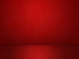 Empty bright red studio background, product display with copy space for displaying content design. Banner for product advertising