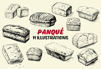 Collection of drawn Panques. Sketch illustration	