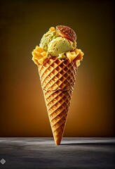 Vibrant colorful assortment of delectable ice creams in crispy waffle cones, with unique flavors and colors. Summer vibes, warmth, and the joy of indulging in delightful frozen treats.