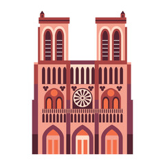 Notre Dame de Paris Flat Design Icon