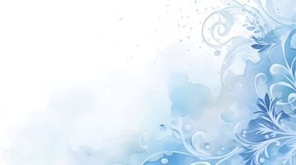 Winter frozen banner with white and blue watercolor pattern