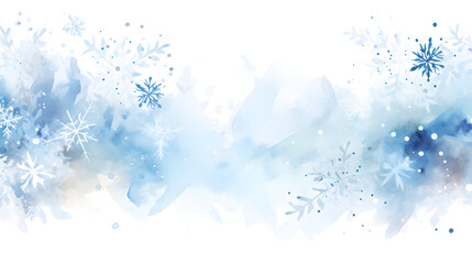 Winter holiday banner falling snowflakes on a white blue background
