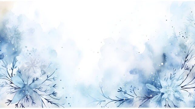 Beautiful winter pattern banner falling snowflakes on a blue background