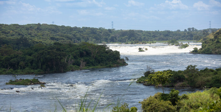 The Nile River shortly after it exits from Lake Victoria in Uganda.