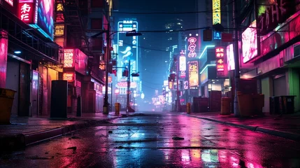 Fotobehang night city street © john