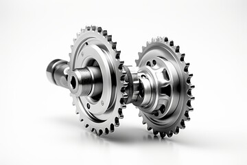 Bicycle Gears in Motion Isolated on a White Background