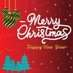 Merry Christmas Lettering and New Year greeting card