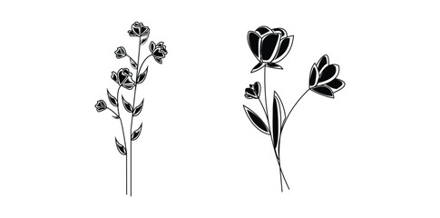 black and white flowers