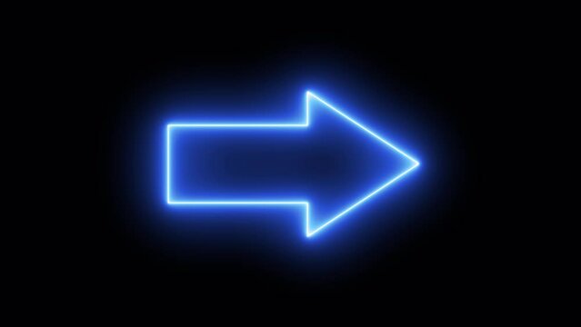 4K abstract blue neon arrow loading icon and uploading animation. Neon arrow showing the direction on a transparent background