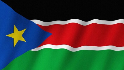 South Sudan flag waving in the wind. Flag of South Sudan images