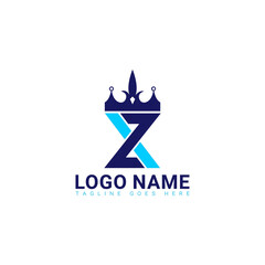 Simple Stylish XZ ZX Crown Monogram Logo Design.