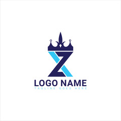 Simple Stylish XZ ZX Crown Monogram Logo Design.