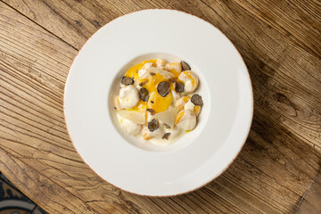 Pumpkin gnocchi with truffle, close-up