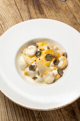 Pumpkin gnocchi with truffle, close-up