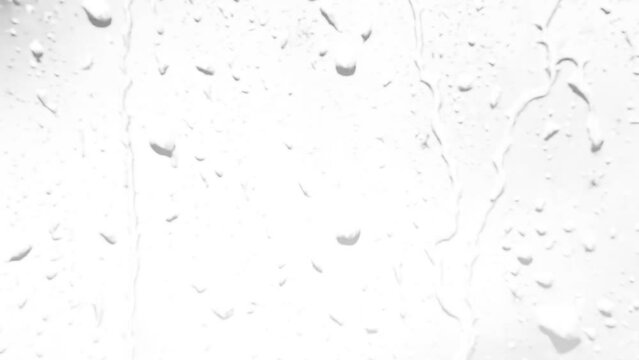 Rain on Window Glass Shadow Video Loop on white Background - Dripping Water - 4k Seamless Overlay Loop Gobo Texture - Realistic Animation - Endless Looping HD