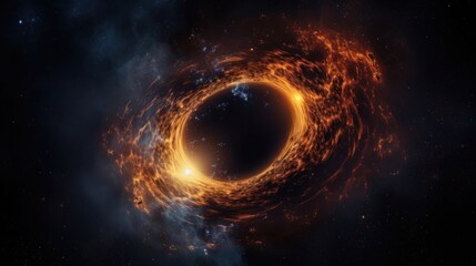 Black hole in the galaxy, Black hole system. Deep space black hole. Singularity of massive black hole.  - obrazy, fototapety, plakaty
