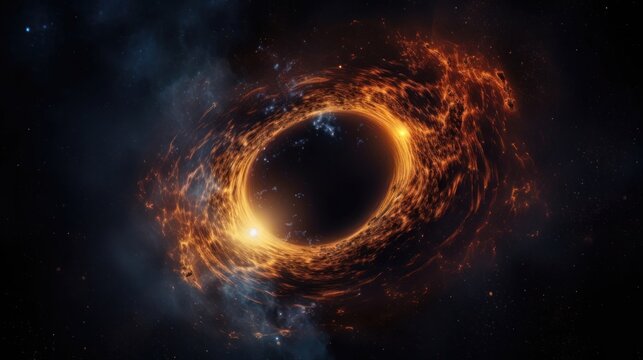 Black hole in the galaxy, Black hole system. Deep space black hole. Singularity of massive black hole. 