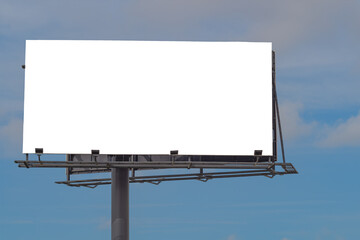 Billboard with white fill for artwork, blank for any text, for advertising, for message, quotes