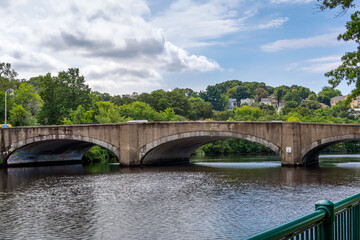 Fototapeta na wymiar North Beacon Street Bridge over Charles River, Watertown, MA, USA