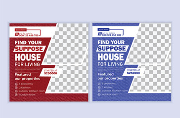 Real estate house property instagram post two colors design presentation.