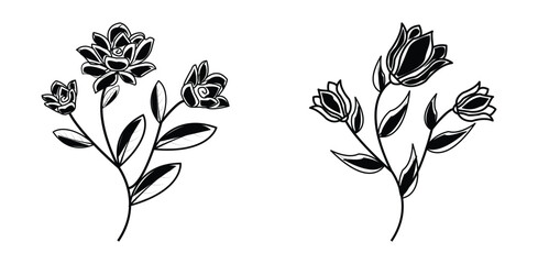 black and white flowers