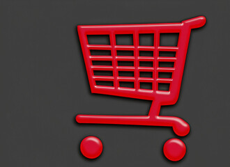 shopping cart on black and red background whitee