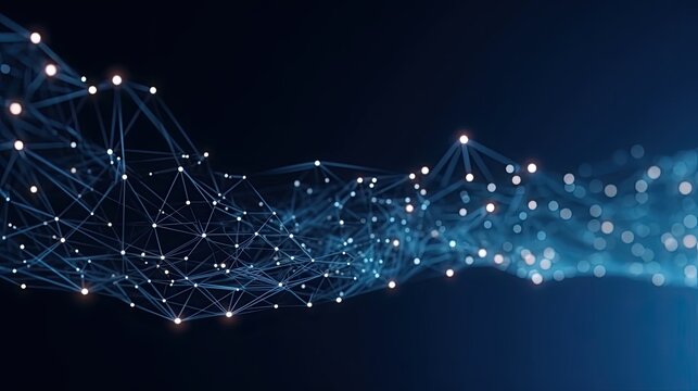 Blue technological background for wallpaper. Generative AI