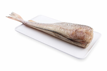 Fish on a white plate from a fish shop