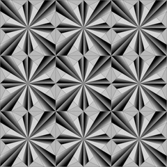 Fototapeta premium Seamless geometric pattern. Monochrome gradient vector illustration. Steel decorative geometric ornament. Illusion pattern background. Tile metallic ornament in technological style.