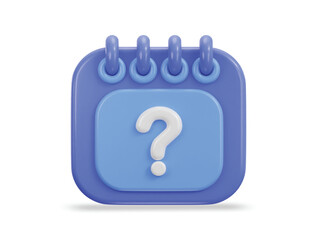 3d calendar with question mark date schedule problem icon