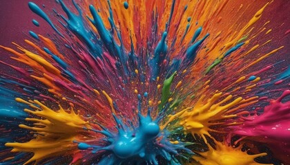 Texture explosions of multicolored paints