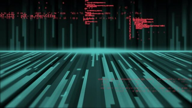 Animation of data processing over green light trails