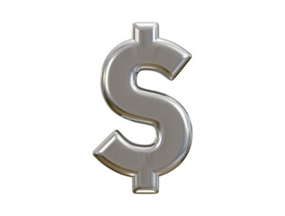 3d silver dollar sign vector icon illustration